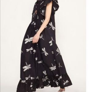 Cynthia Rowley Nairobi Kaftan Caftan dragonfly black and silver Medium